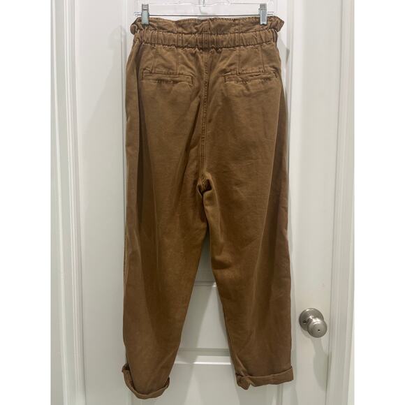 Free People Drawstring Margate Pleated Paper Bag Trouser in Cinnamon Latte Sz S - Picture 4 of 6